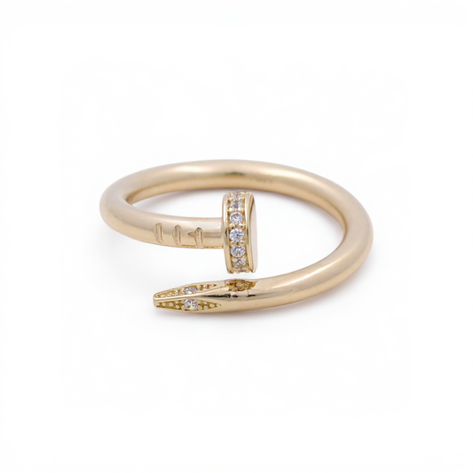 10K Yellow Gold Nail Women's Ring with Cz / Size: 8.5 / Weight: 1.5 GR / CQWR0NL-1