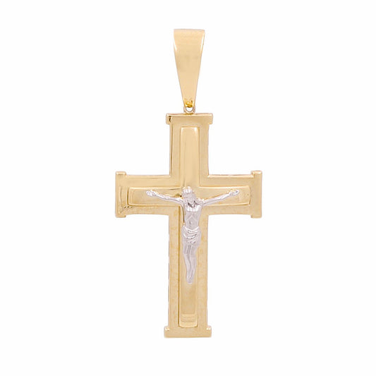 14K Yellow and White Gold Cross with Christ Pendant / Weight: 5.3 GR / 774-00135
