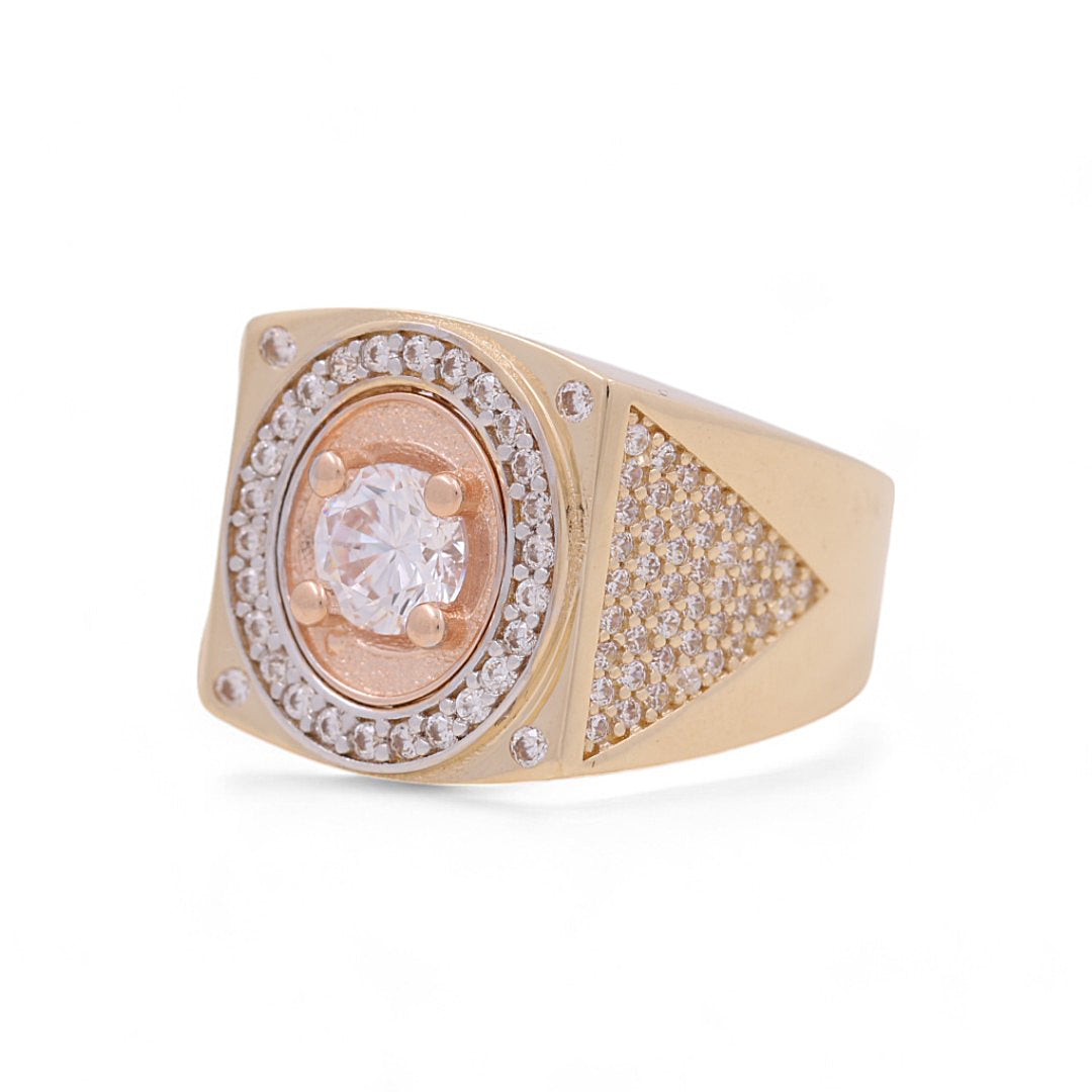 14K Yellow/Rose Gold Men’s Fashion Ring / CZ / Size 9 / Weight: 7.5 GR / COMR4FS-50