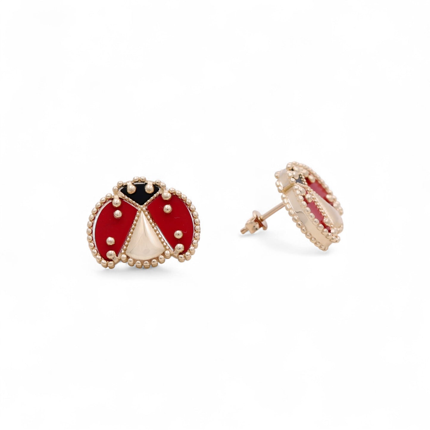 14K Yellow Gold Ladybug Women's Stud Earrings / Weight: 5.1 GR / CQES4LB
