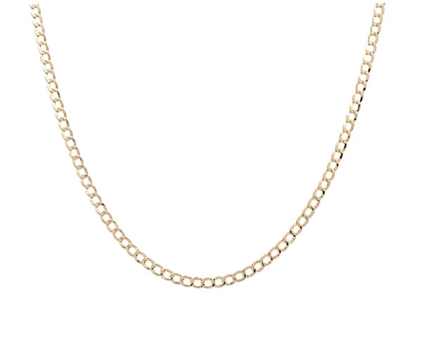 14K Yellow Gold Solid Curb Chain / Size: 3mm 16" / Weight: 4.6 GR / FCEECH4CB3-16
