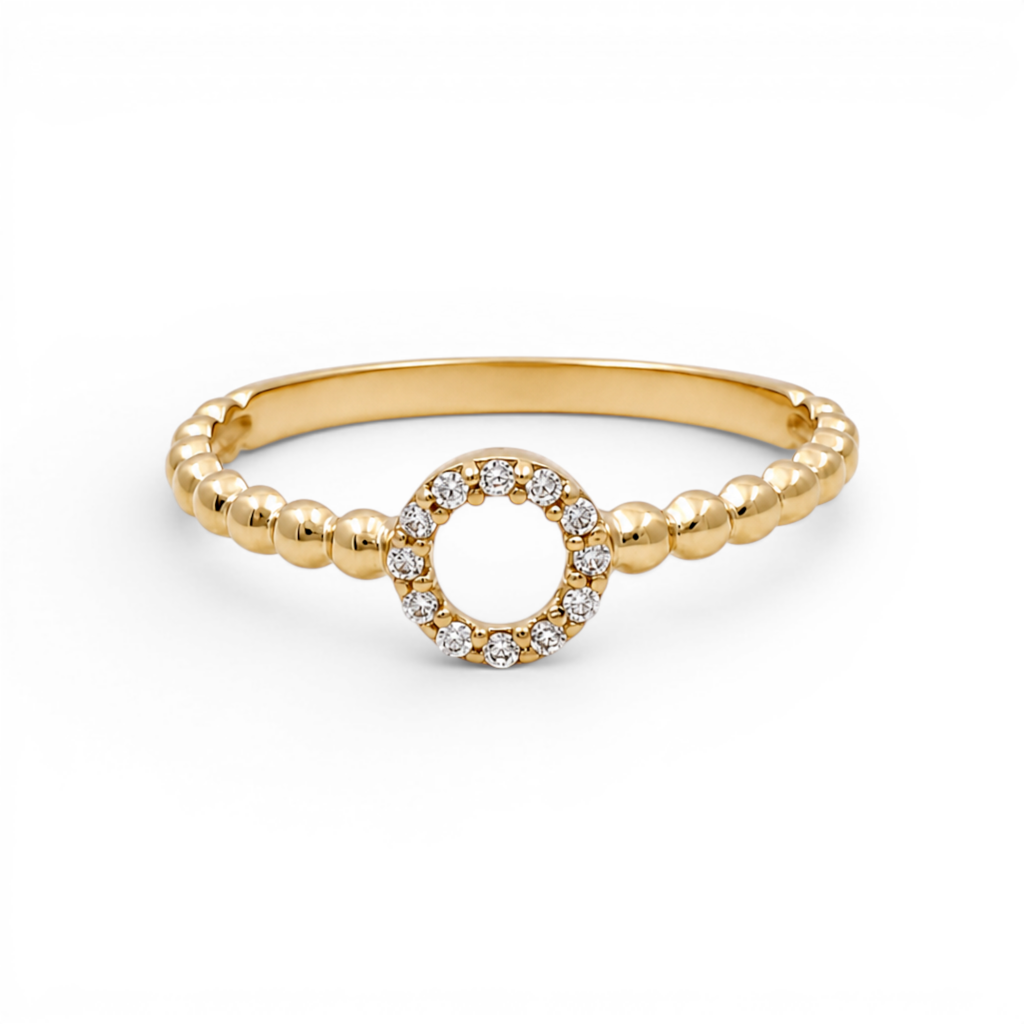 10K Yellow Gold Fashion Women's Ring with Cz / Size: 8 / Weight: 1.2 GR / DQWR0FS-42