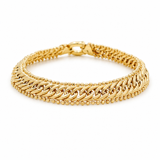 10K Yellow Gold Fashion Women's Bracelet /  Size: 7" / Weight: 7.7 GR / DQWB0FS-8