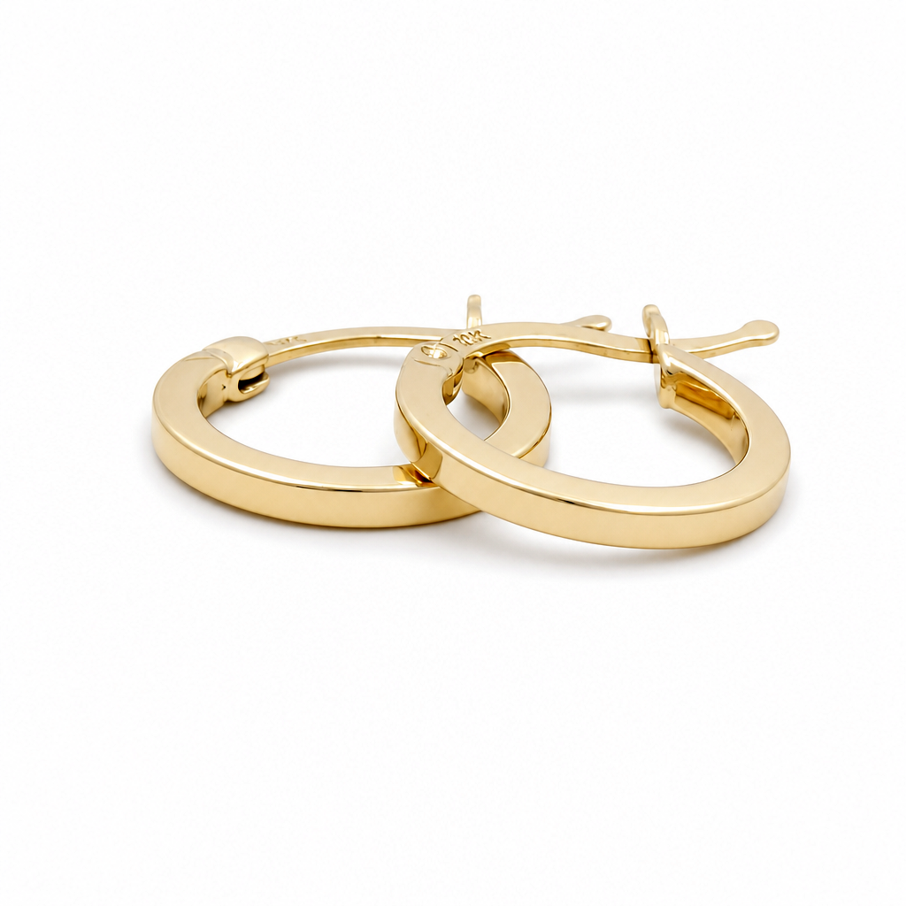 10K Yellow Gold Plain Hoops Earring / Size: 1.5mmx10mm / Weight: 0.9 GR / DQEH0PL1.5X10