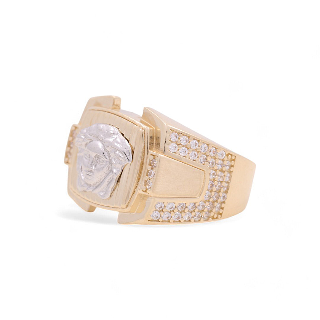 14K Yellow And White Gold Men’s VS Ring / CZ / White Stones / Size 9 / Weight: 8.2 GR / COMRTT4VS-2