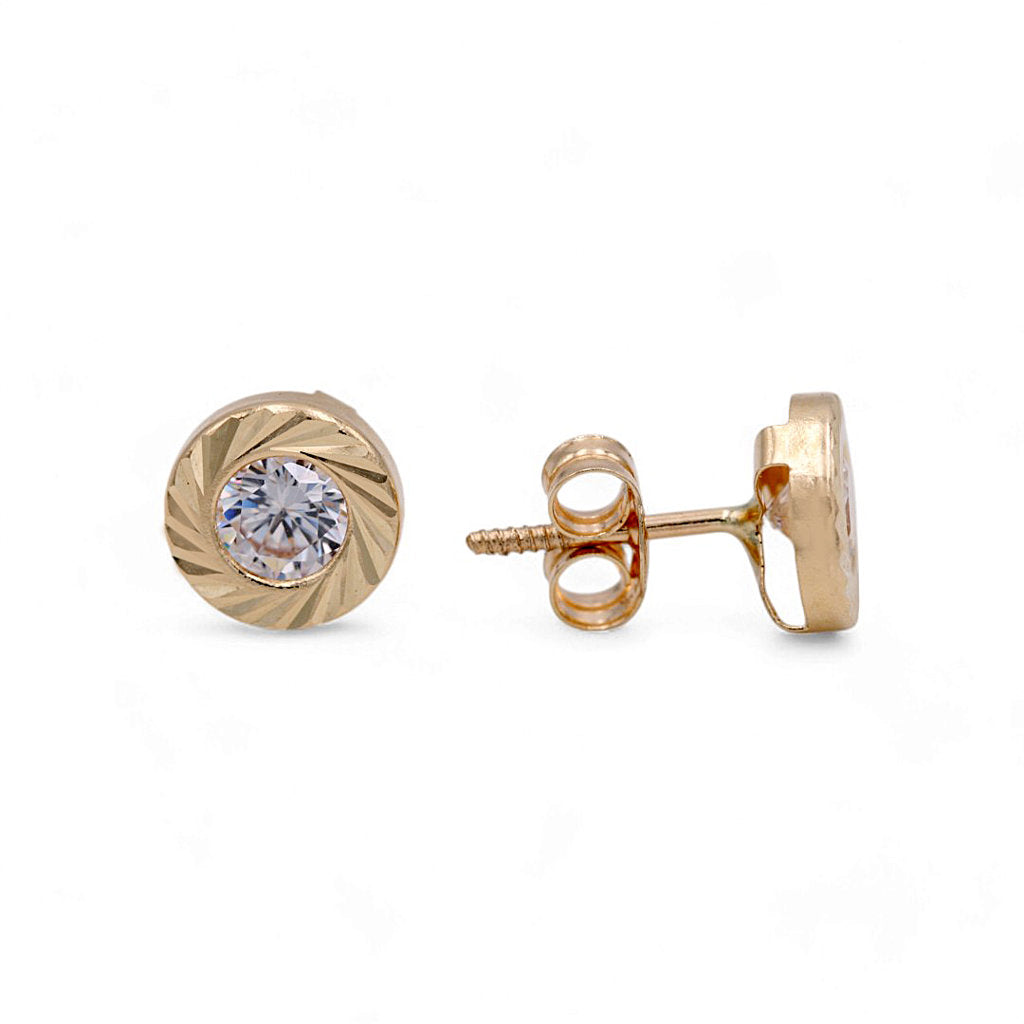 14K Yellow Gold Fashion Stud Earring with Cz / 6-452401PS2.5