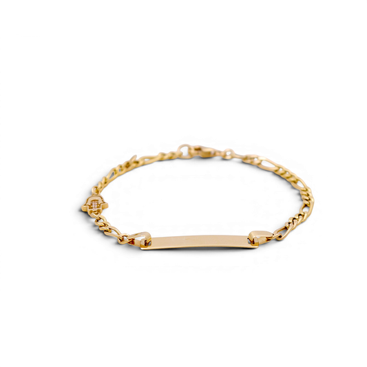 14K Yellow Gold BB Bracelet with Hand of Fatima / Size: 5.5” / CZ / Weight: 2.2GR / CSBB4MF-5.5