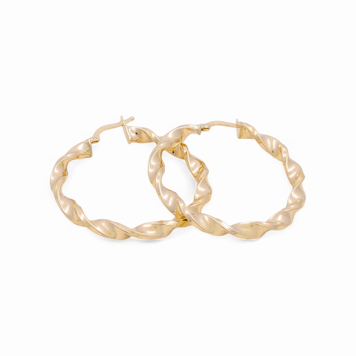 14K Yellow Gold Twist Hoops Earrings / Size: 4mm X 34mm / Weight: 4 GR / KOEH4TR4x34