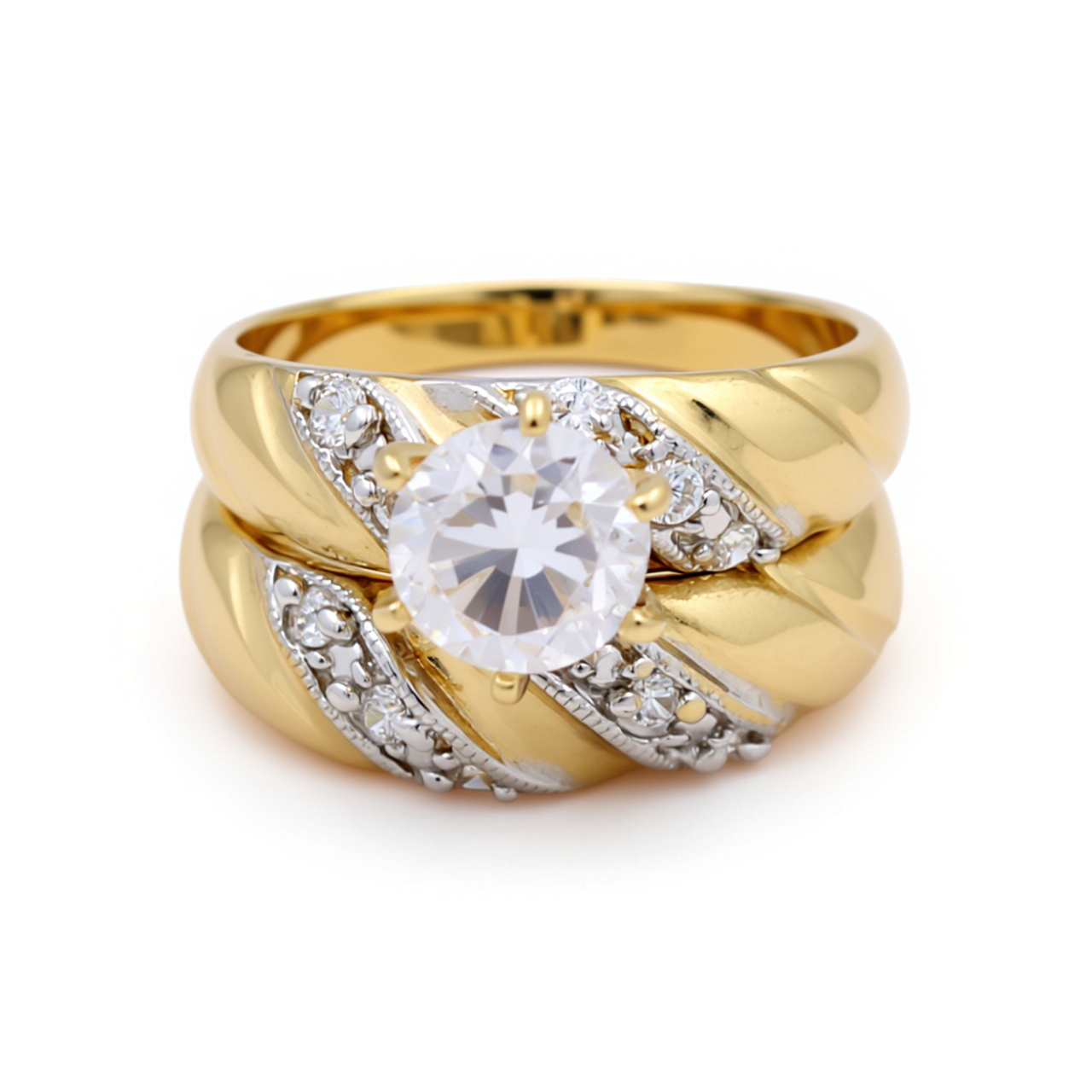 14K Yellow Gold Women’s Bridal Set / Stone: Cz / Size: 8 / Weight: 7.1 GR / DEEWR4BS-7