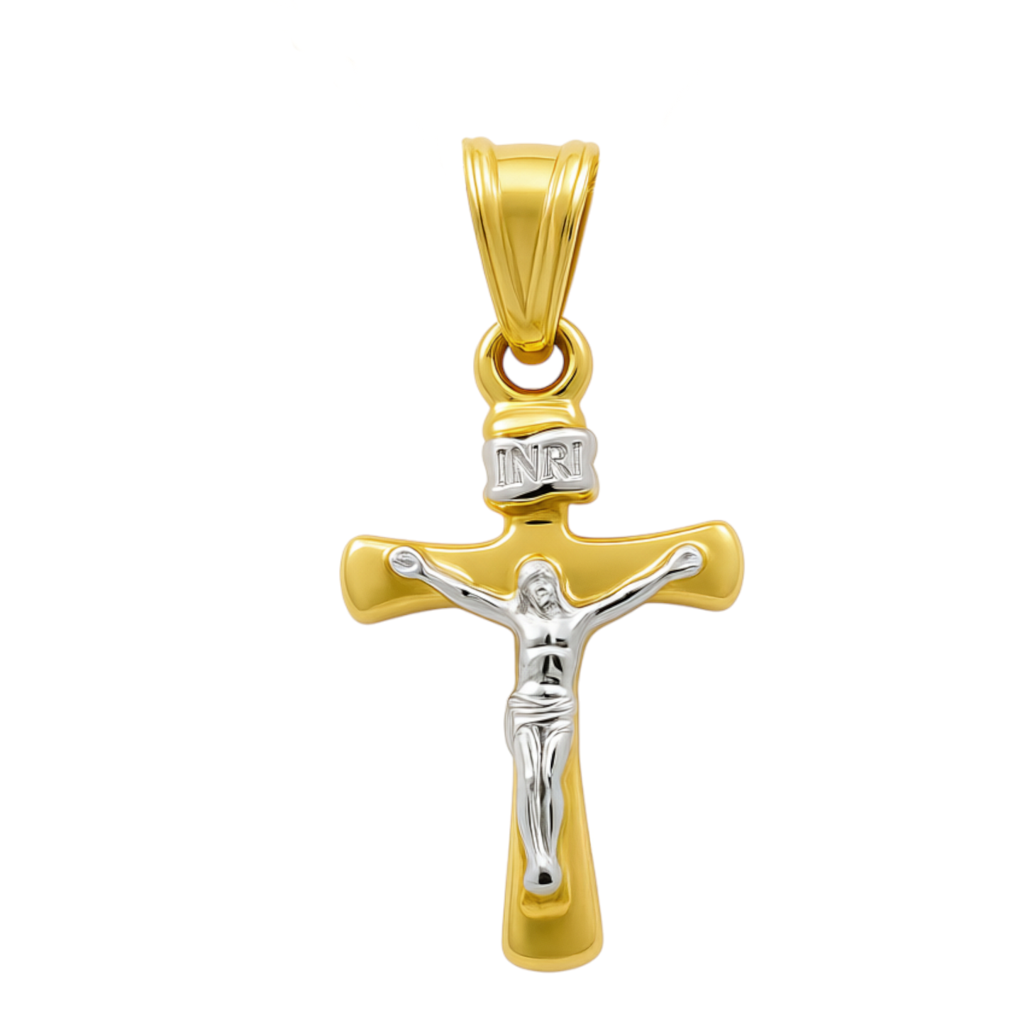 14k Yellow and White Gold Cross Pendant /  Weight: 0.7 GR / COPDTT4CRS-5