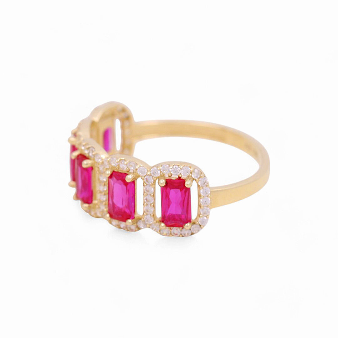 10K Yellow Gold Women's Fashion Ring with Pink Cz / Size: 7 / Weight: 1.9 GR / P03R-3321
