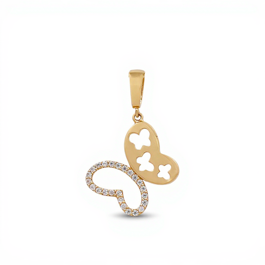 14K Yellow Gold Butterfly Pendant with Cz / Weight: 1.1 GR / DQPD4BF