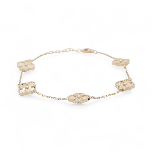 10K Yellow Gold Five Clover Women's Bracelet / Size: 7” / Weight: 4.2 GR / CQWB0CLV-1