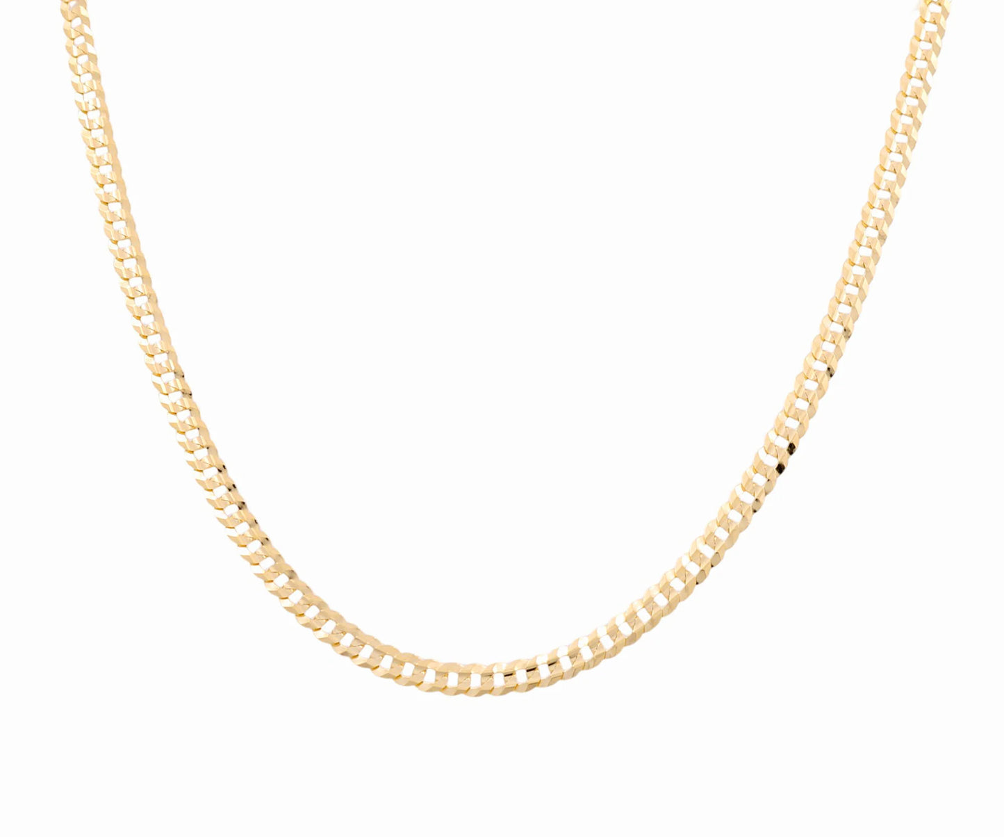 14K Yellow Gold Solid Curb Chain / Size: 4mm 20" / Weight: 8.7 GR / FCEECH4CB4-20