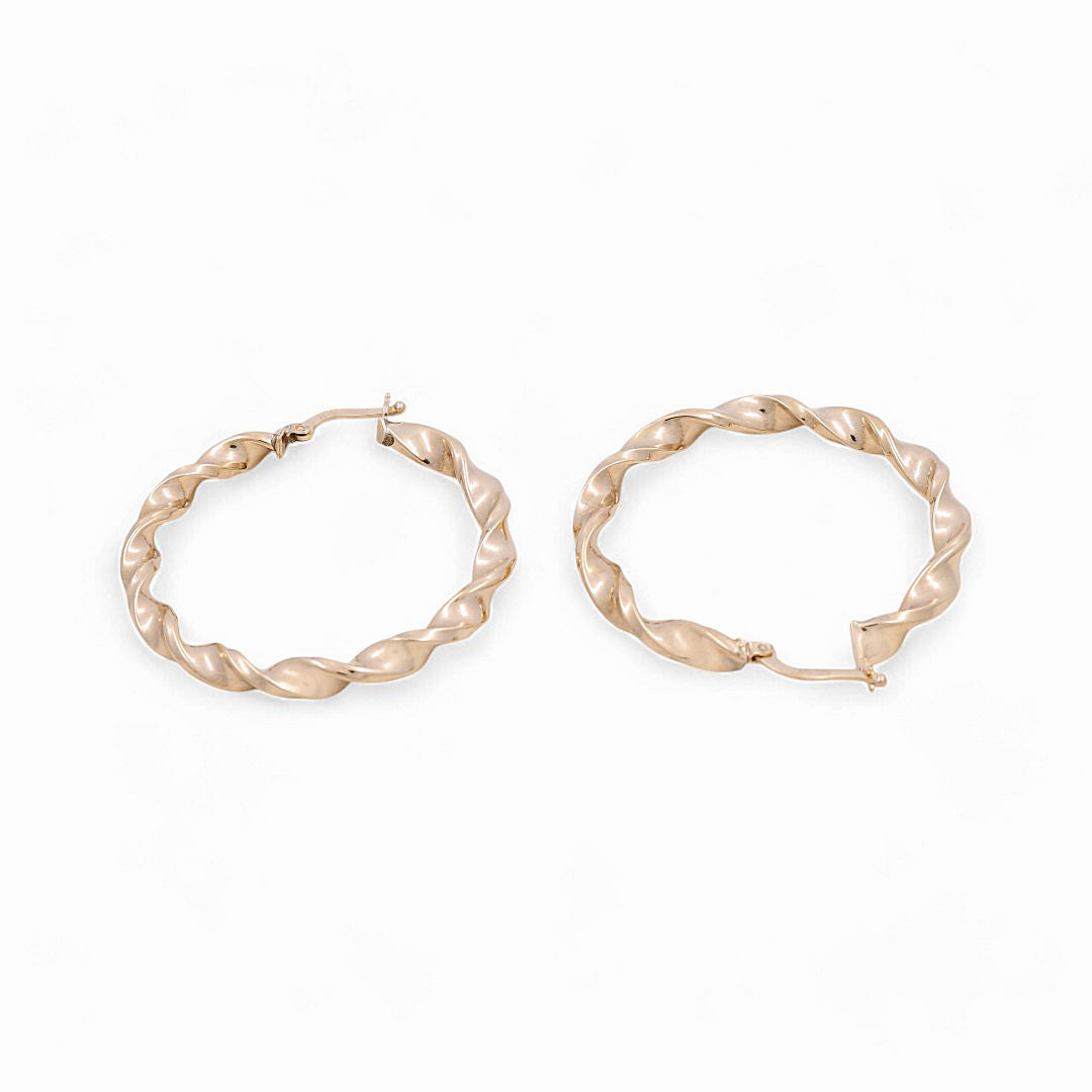 10K Yellow Gold Twist Hoops Earrings / Size: 4mm X 34mm / Weight: 3.9 GR / KOEH0TR4x34