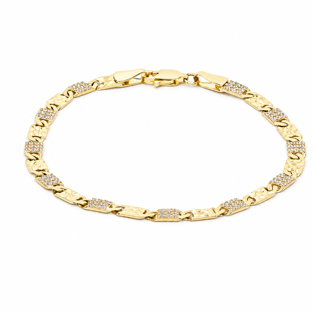 10K Yellow Gold Fashion Women's Bracelet with Cz / Size: 7 '' / Weight: 4.7 GR / LLBWB0FS