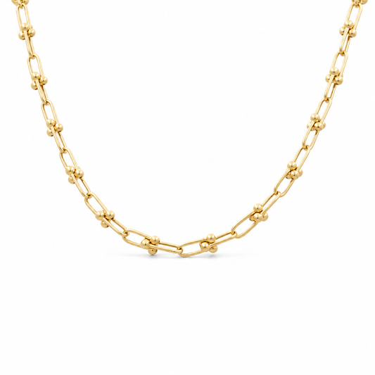 10K Yellow Gold Fashion TF Link Necklace / Size: 18” 7MM / Weight: 15 GR / DQNK0TF-1