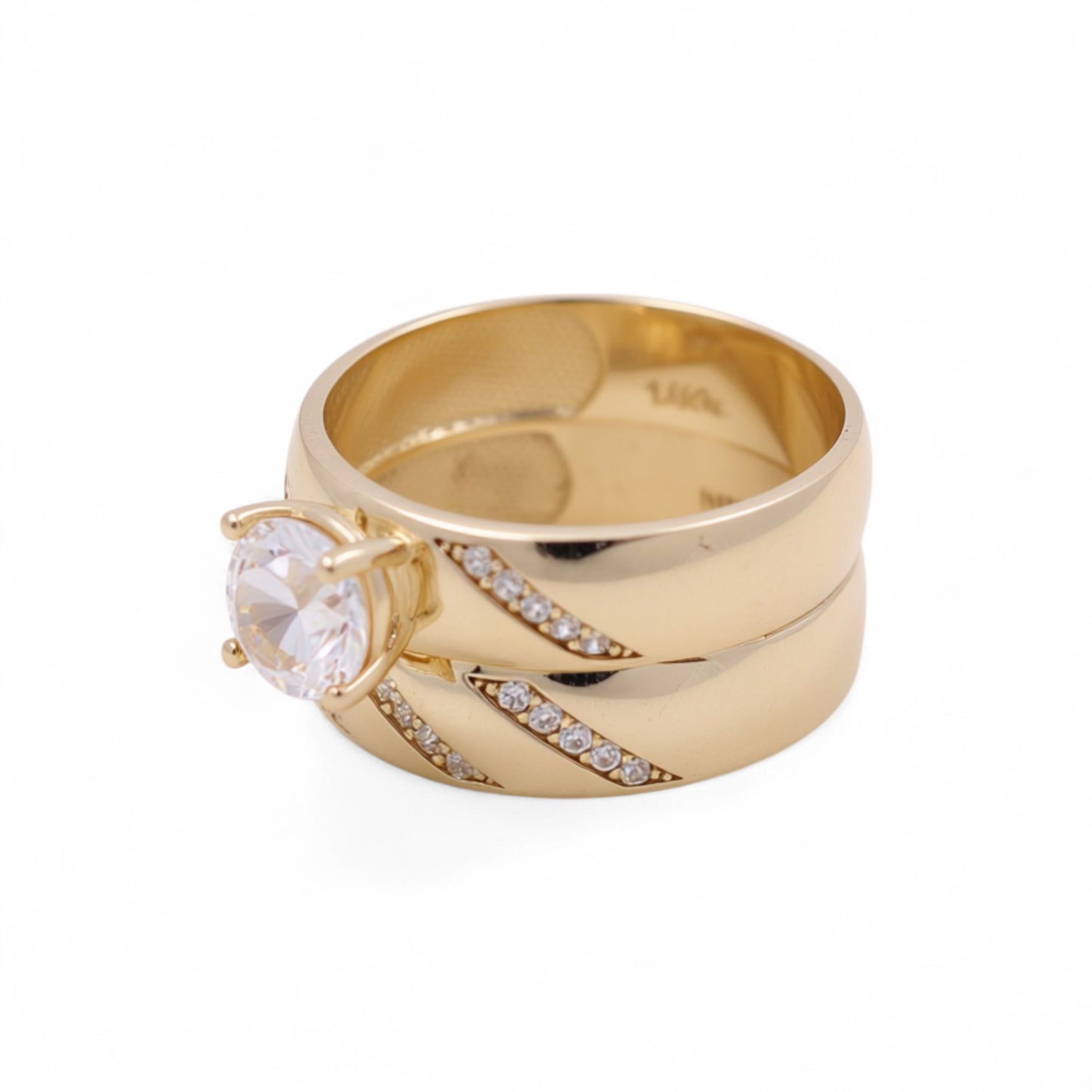 14K Yellow Gold Women’s Bridal Set / Stone: Cz / Size: 7.5 / Weight: 5.2 GR / IEEWR4BS-1
