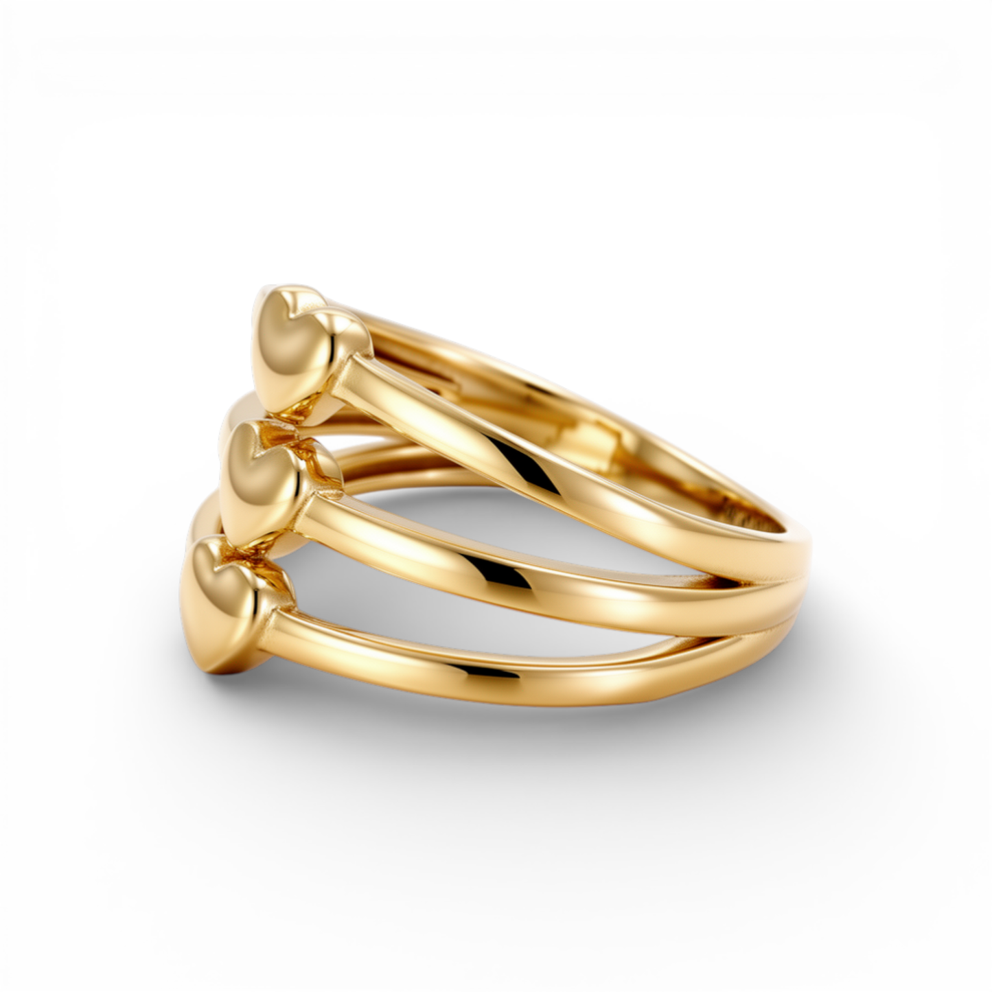 10K Yellow Gold Three Hearts Women's Ring / Size: 7 / Weight: 2 GR / DQWR0HR-19