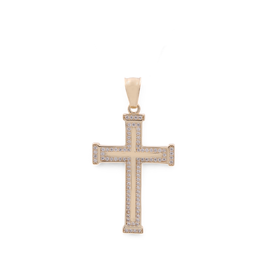 14K Yellow Gold Fashion Cross with CZ Pendant / ISPD4CS-4