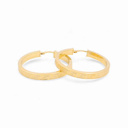 14K Yellow Gold Women's Greek Hoops Earrings / Size: 4mmx30mm / Weight: 3.3 GR / 240-00736