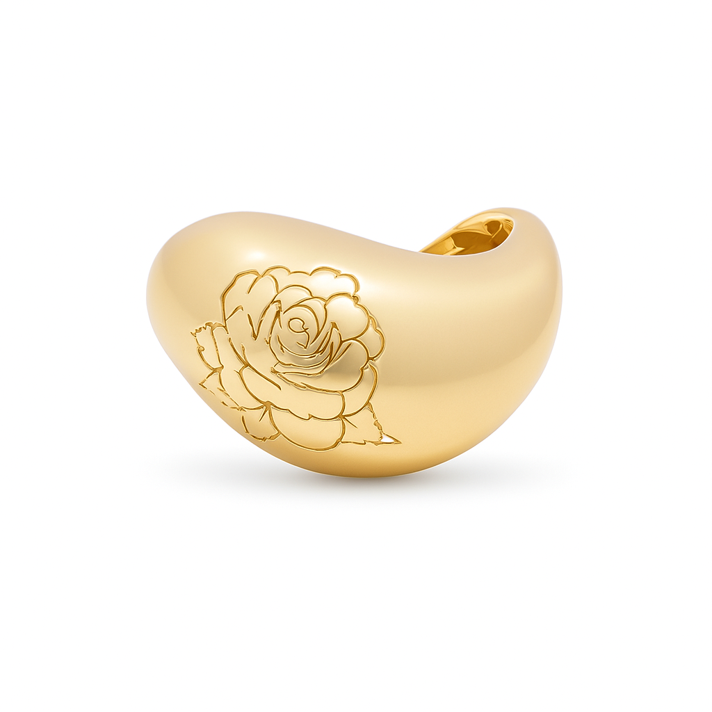 14K Yellow Gold Flowers Women's Ring with Cz / Size: 8 / Weight: 4.1 GR / DQWR4FL-8