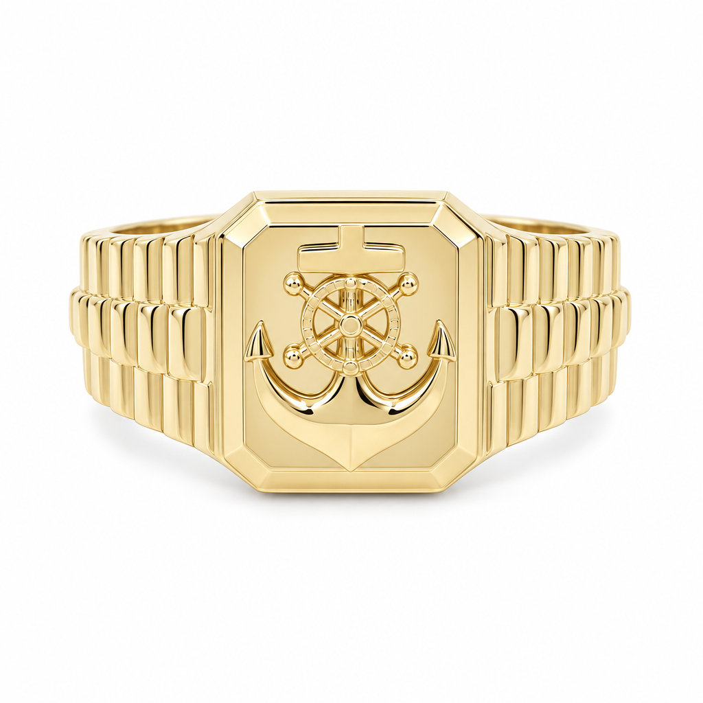 14K Yellow Gold Anchor Men’s Ring / Size 11 / Weight: 4 GR / DQMR4AN