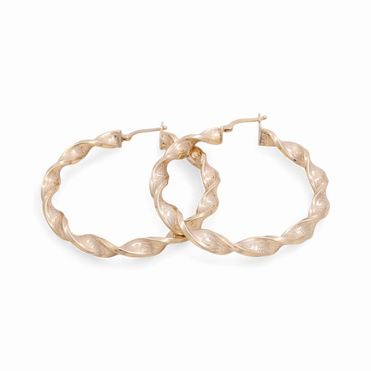 10K Yellow Gold Twist with Greek Hoops Earrings / Size: 5mm X 41mm / Weight: 5.5 GR / KOEH0TRGR5x41