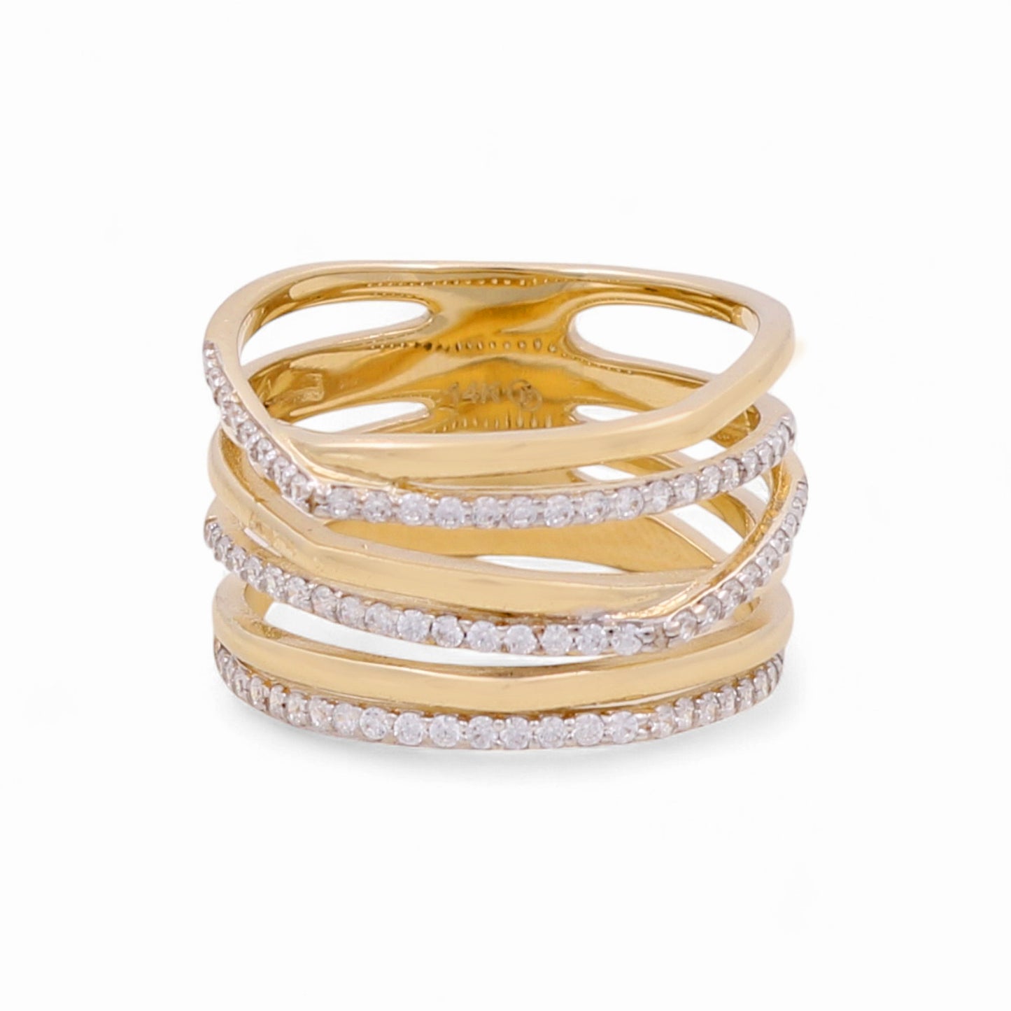 14K Yellow Gold Fashion Women's Ring with Cz / Size: 7 / Weight: 5.9gr / KEEWR4FS