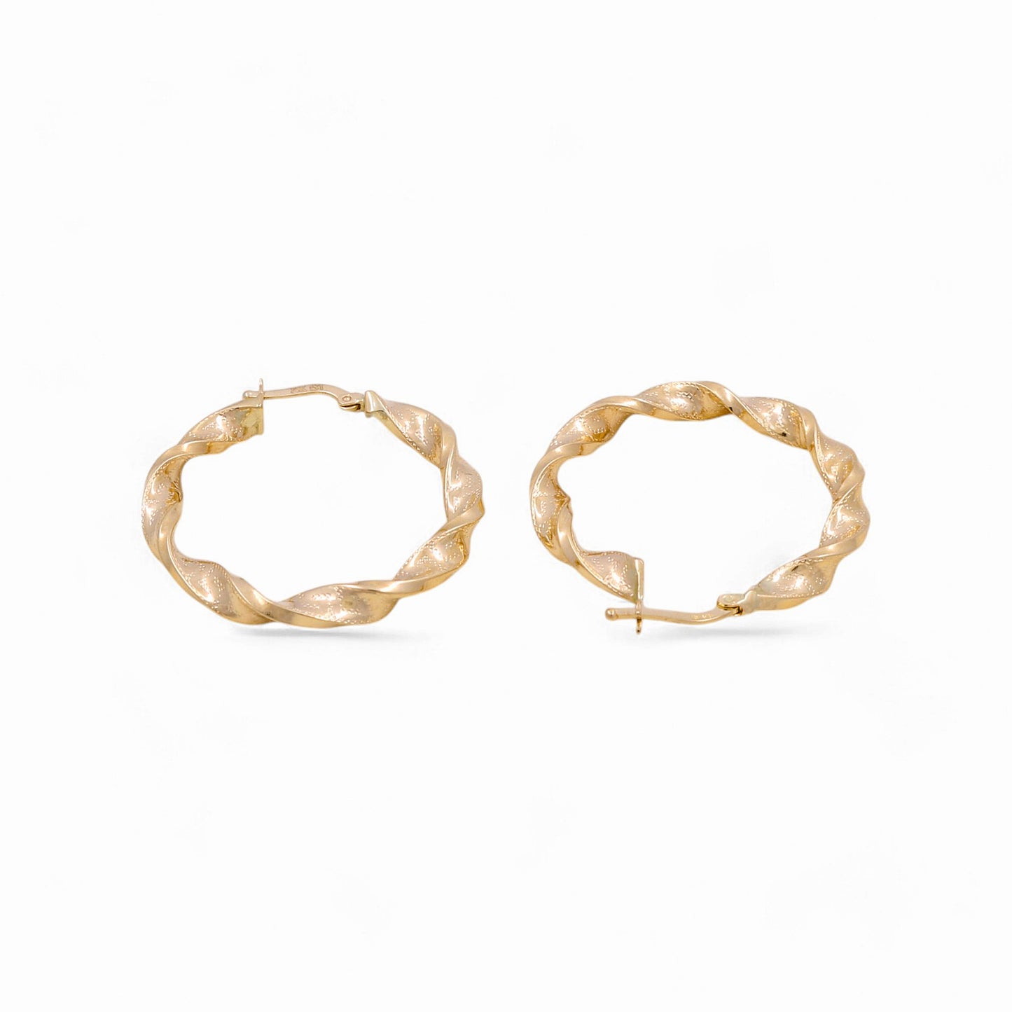 14K Yellow Gold Twist with Greek Hoops Earrings / Size:4mm X 28mm / Weight: 3.4 GR / KOEH4TRGR4x28