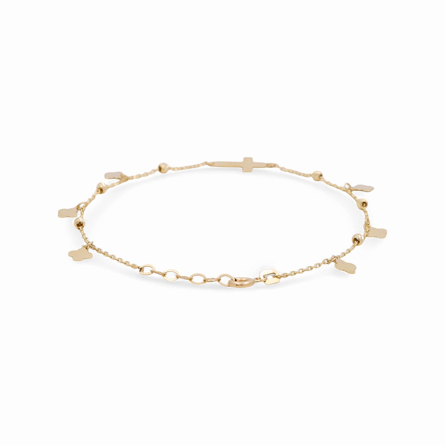 14K Yellow Gold Women's Bracelet with Cross / Size: 7” / Weight: 1.5 GR / DPWB4CS