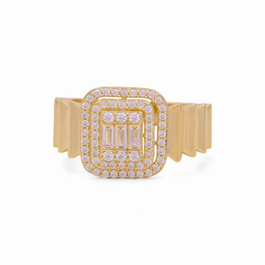 10K Yellow Gold Fashion Women's Ring with White Cz / Size: 7 / Weight: 2.8 GR / P53R-56