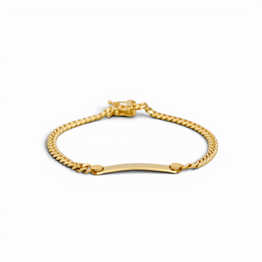 10K Yellow Gold Cuban Link Baby ID Bracelet / Size: 3.2mm 6"  / Weight: 5.6 GR / K282SID-6