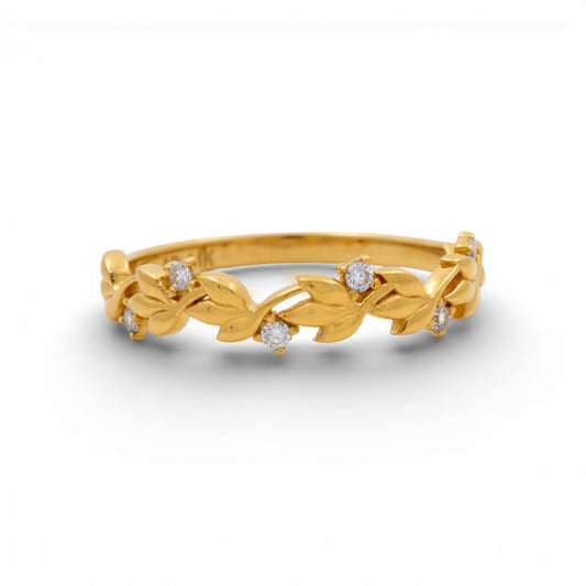 14K Yellow Gold Fashion Women's Ring With Cz / Size: 7.5 / Weight: 1.5 GR / Y25-375