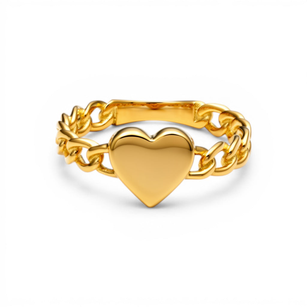 10K Yellow Gold Fashion Heart Women's Ring / Size: 7 / Weight: 1.4 GR / DQWR0HR-16