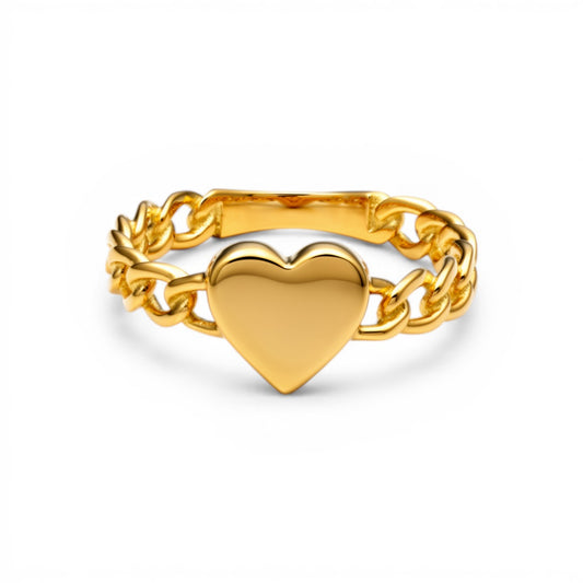10K Yellow Gold Fashion Heart Women's Ring / Size: 7 / Weight: 1.4 GR / DQWR0HR-16