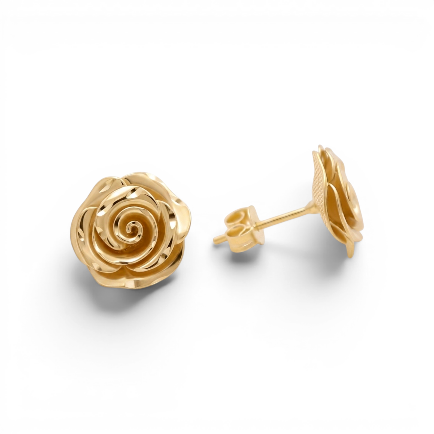 10K Yellow Gold Flower Women's Stud Earrings / Weight: 3.3 GR / DQES0FL-1