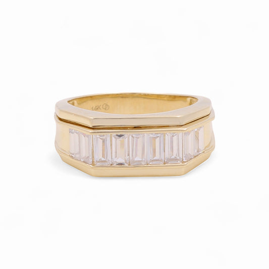 14K Yellow Gold Fashion Men's Ring with CZ / Size: 10 / Weight: 7.6 GR / KEEMR4FS-14