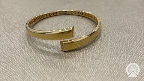 14K Yellow Gold SemiSolid Fashion Bangle Bracelet / Weight: 15.7GR / COBB4FS-13