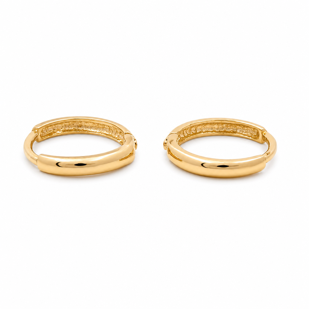 14K Yellow Gold Small Plain Hoops Earrings / Size: Small / 0809600