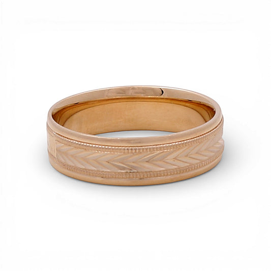 14K Yellow Gold Men’s Wedding Band with Design / Size: 10 / Weight: 5.4 GR / WBEEMWB4DS-13