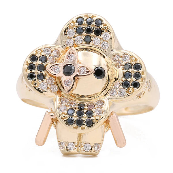 14k Fashion Women's Ring with Black and White / Weight 4.2 GR / COWR4LV-3