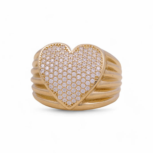 14K Yellow Gold Women’s Fashion Heart Ring / CZ / Size 7.5 / Weight: 5.1 GR / COWR4HR-26