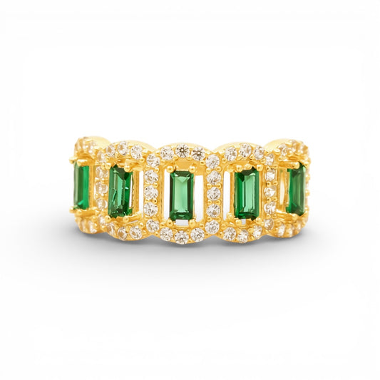 14K Yellow Gold Fashion Women's Ring with Green Cz / Size: 8 / Weight: 2.3 GR / Y25-1162