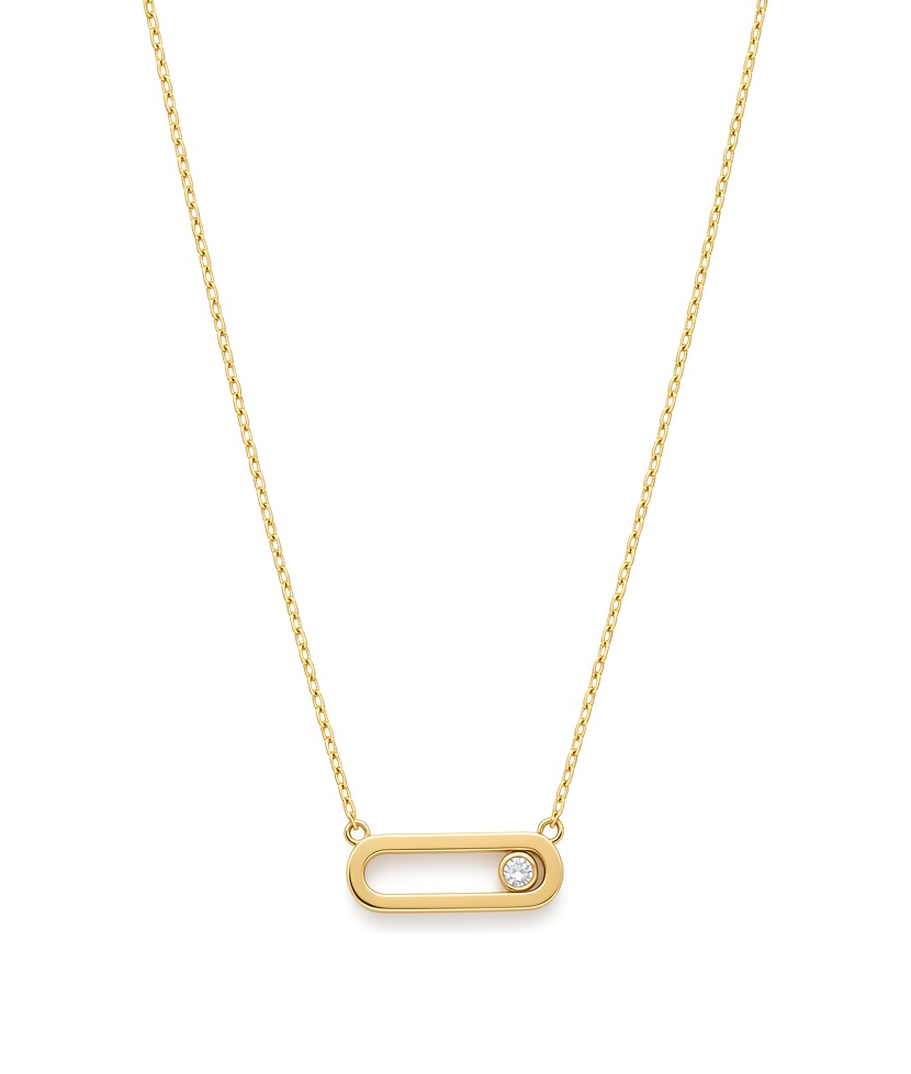 14K Yellow Gold Fashion MK Women's Necklace with Cz / Size: 18" / Weight: 2.4 GR / P55N-83