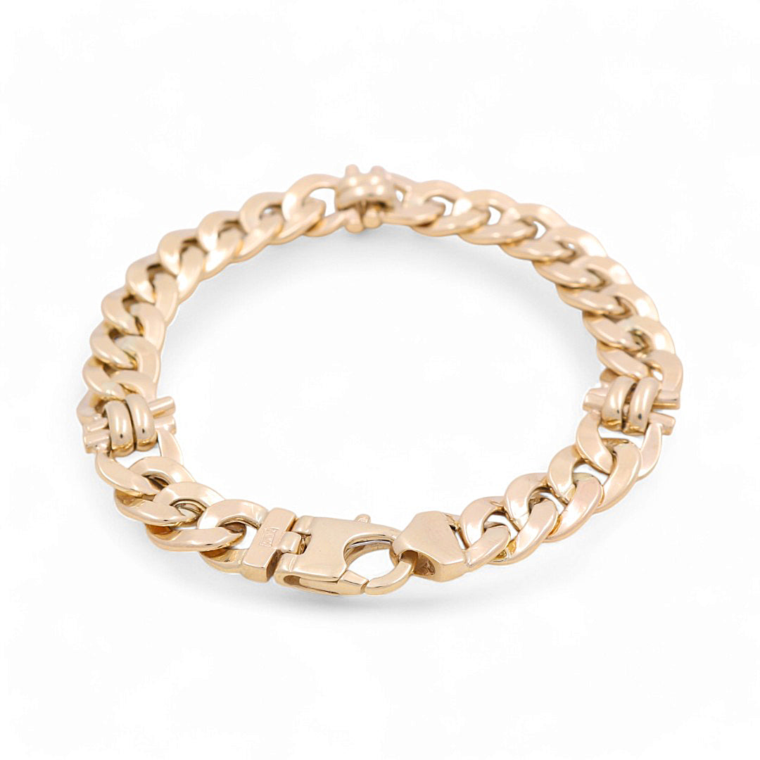 14K Yellow Gold Italian Fashion Link  Bracelet / Size: 8” / Weight: 27 GR / 374.86-8