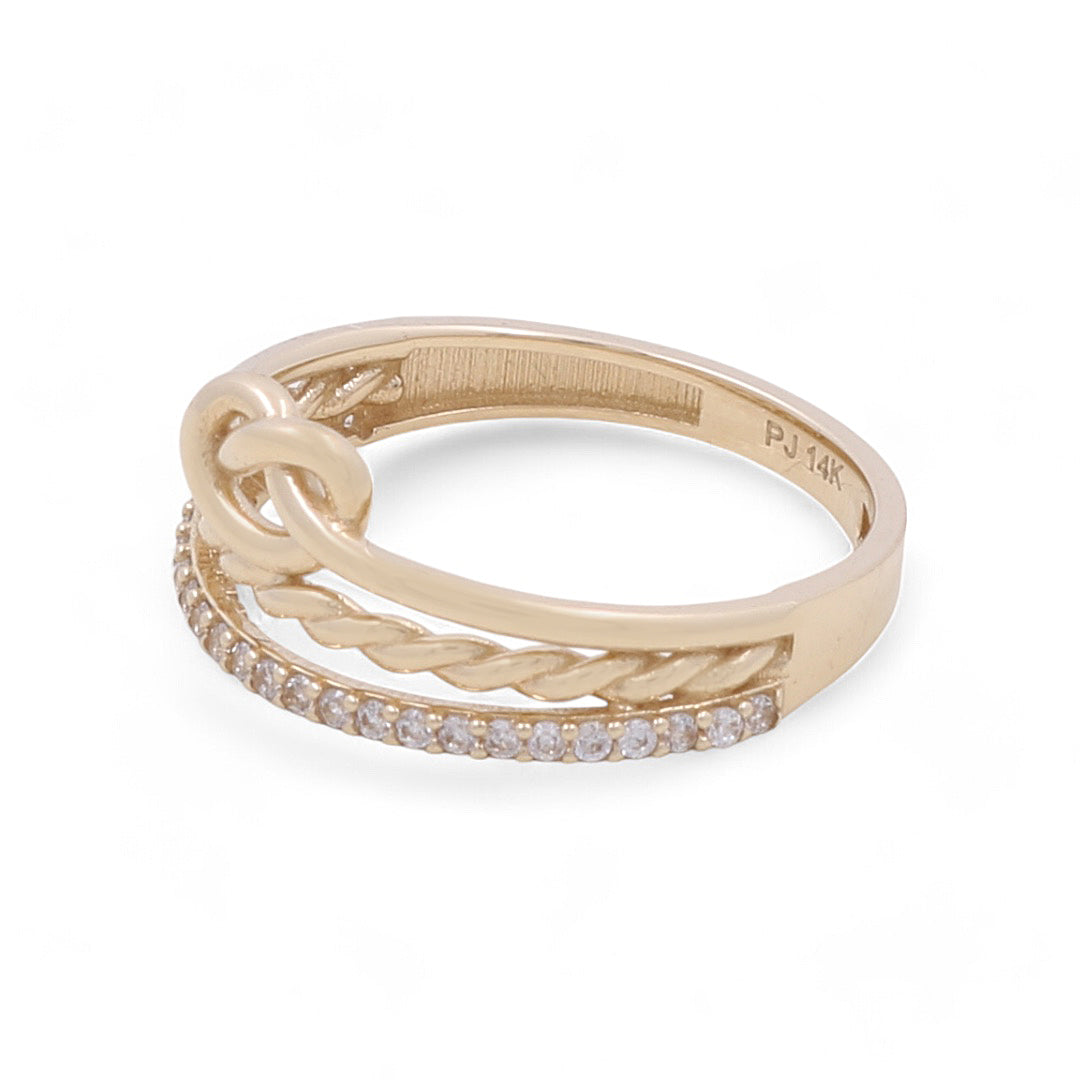 14K Yellow Gold Women’s Knot Ring / CZ / Weight: 2.5 GR / COWR4FS-117