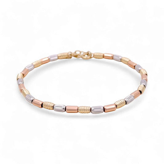 14K Yellow, White and Rose Gold Fashion Bracelet Women's Bracelet / Size: 7” / Weight: 3.8 GR / DQWB3T4FS