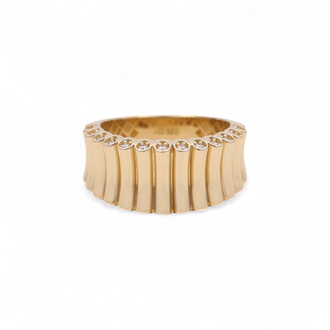 14K Yellow Gold Fashion Women's Ring with Cz / Size: 8 / Weight: 5.2 GR / COWR4FS-167