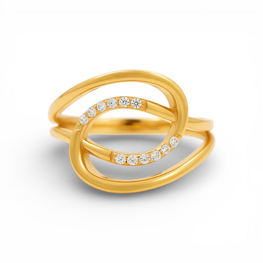14K Yellow Gold Fashion Women's Ring with Cz / Size: 8 / Weight: 2 GR / Y25-379